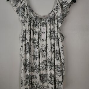 LOFT Monochrome Floral Blouse